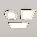 Sleek Modern Ceiling Lights With Round And Square Shapes White Surface And Black Frames 3d model