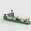 Lego Bricks Built Ship With Helicopter And Details 3d model