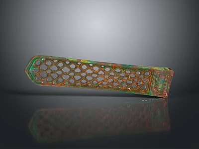 Antique Clothing Accessory With Honeycomb Openwork Green And Brown Long Strip Design 3d model