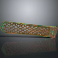 Antique Clothing Accessory With Honeycomb Openwork Green And Brown Long Strip Design