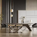 Modern Dining Table and Chair Combination 3d model