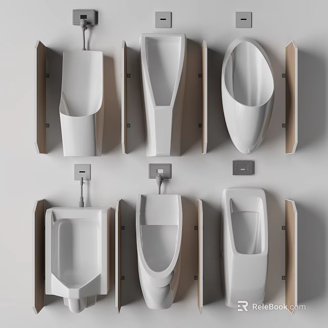 Modern Wall Mounted Urinal Design Collection With Various Shapes And Styles 3d model
