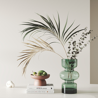 Modern Ornaments Combination Jewelry Ornaments Combination Green Plant Vase Dried Flower Books Fruit Plate 3d model