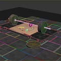 Gym Equipment Setup With Barbell Weight Plates And Fitness Mat On Floor