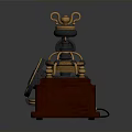 Vintage Electronic Telephone Classic Design With Wooden Base Gold Accents And Rotary Dial