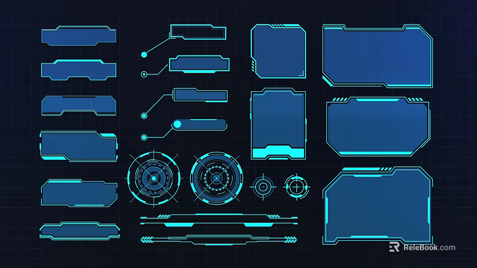 Futuristic Blue Neon Wall Decor With Geometric Panels And Circular Elements 3d model