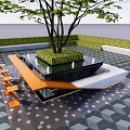 Modern Tree Pit Design With Lush Tree Green Hedge And Geometric Paving