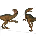 Two Standing Brown Reptile Dinosaurs With Open Mouths And Textured Skin
