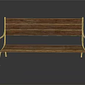 Wooden Bench With Metal Frame Modern Design Solid Wood Seat And Backrest Furniture