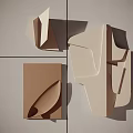 Modern 3D Sculptural Wall Decor With Abstract Geometric Shapes And Neutral Tones