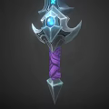 Fantasy Glowing Sword With Blue Luminous Blade Purple Hilt And Decorative Guard