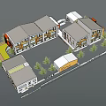 Class 15 Kindergarten Actual Landing Project Unique Style Spatchwork Cabins Form Villages 3d model