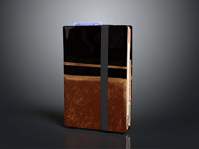 Elegant Hardcover Notebook with Black and Brown Textured Cover and Elastic Strap 3d model