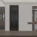 Modern Wardrobe Design With Glass Doors Storage Cabinets And Dressing Table 3d model