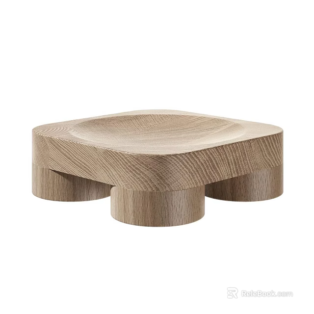 Minimalist Modern Wooden Coffee Table With Unique Shape And Sturdy Base Design 3d model