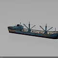 Blue Cargo Ship With Deck Cranes And Multiple Cargo Holds Marine Equipment 3d model