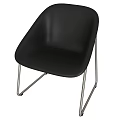 Modern Minimalist Leisure Chair With Black Seat And Silver Metal Frame
