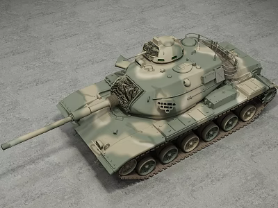 Realistic Camouflage Military Tank With Turret Cannon Tracks And Armor 3d model