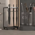 Modern Metal Umbrella Stands With Various Colored Umbrellas And Storage Design