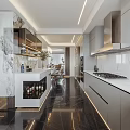 Modern Living And Dining Area Interior With Sofa Dining Table Shelves And Plants