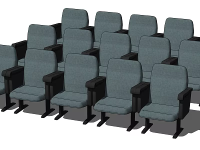 Gray Upholstered Public Seats With Armrests For Row Arrangement In Public Venues 3d model