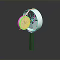 Stainless Steel Mechanical Gauge With Circular Dial And Rotating Blades On Metal Pole