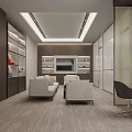 Modern Lounge Area With Comfortable Sofas TV Wooden Shelves And Ceiling Lighting