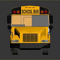 Yellow School Bus With Windows And Reflective Surface On Dark Background 3d model