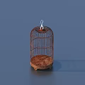 Vintage Decorative Birdcage With Metal Frame And Wooden Base For Home