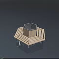 Outdoor Chair with Hexagonal Design Wooden Slats and Black Center Sturdy Base