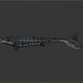 Prehistoric Marine Reptile With Long Striped Body Open Mouth And Fins