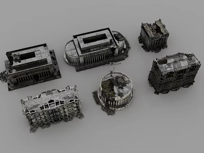 Ruined Building Components As Detailed 3D Models With Ancient Architectural Structures 3d model