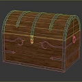 Vintage Wooden Chest with Curved Lid and Decorative Metal Clasps Classic Storage Design