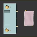 Modern Light Blue Dressing Table with Gold Accents Round Mirror and Pink Stool