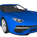 Blue Sports Car With Sleek Design Modern Headlights And Alloy Wheels