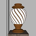 Elegant Ceramic Vessel With White Spiral Patterns And Gold Base Top Accents 3d model