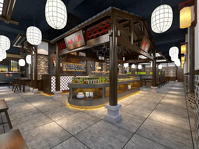 New Chinese Hot Pot Shop 3d model