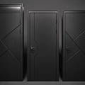 Modern Black Hinged Doors With Geometric Design And Sleek Finish For Home Interior