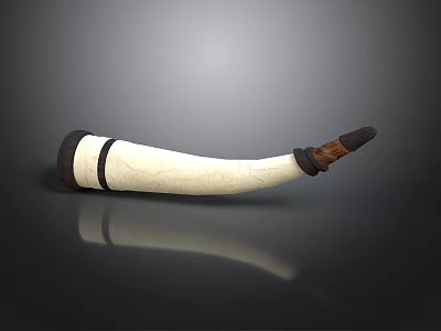 Intricately Carved Horn Sculpture With Ivory Body And Dark Wooden Ends 3d model