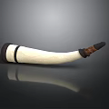 Intricately Carved Horn Sculpture With Ivory Body And Dark Wooden Ends