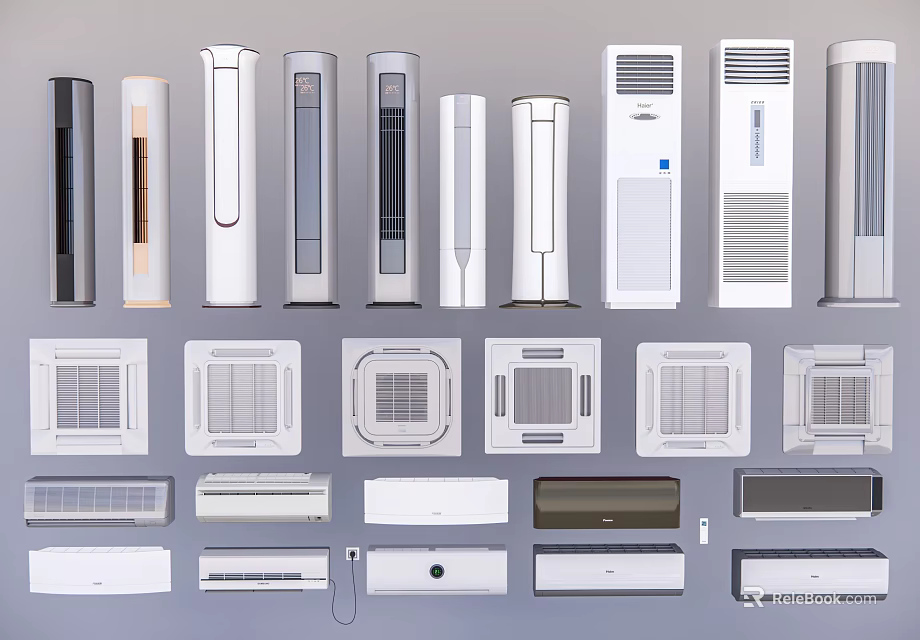Various Air Conditioning Fans With Different Styles And Modern Designs 3d model 
