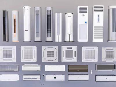 Various Air Conditioning Fans With Different Styles And Modern Designs 3d model