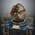 Wooden Stone Decorative Piece With Natural Texture And Golden Metal Stand Base