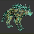 Striped Hyena With Fluffy Brown And Yellow Fur In Fierce Standing Posture