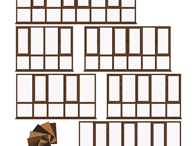 Casement Windows With Wooden Frames And Various Design Styles For Home 3d model