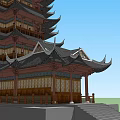 Chinese-style tower temple 3d model