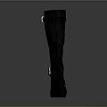 Stylish Black Knee High Boots With High Heel And Metal Buckle Details