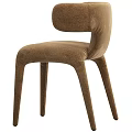 Modern Brown And White Dining Chairs With Curved Legs And Ergonomic Backrest