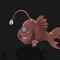 Pink Anglerfish With Large Eyes Sharp Teeth And Lure On Black Background 3d model