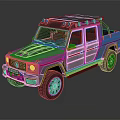 Silver Off Road Pickup Truck With Roof Rack Front Grille And Large Wheels